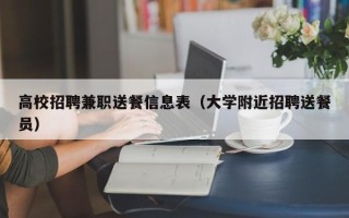 高校招聘兼职送餐信息表（大学附近招聘送餐员）