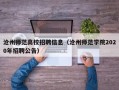 沧州师范高校招聘信息（沧州师范学院2020年招聘公告）