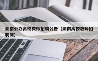 湖南公办高校教师招聘公告（湖南高校教师招聘网）