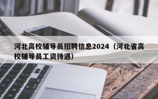 河北高校辅导员招聘信息2024（河北省高校辅导员工资待遇）