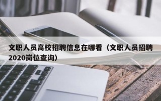 文职人员高校招聘信息在哪看（文职人员招聘2020岗位查询）