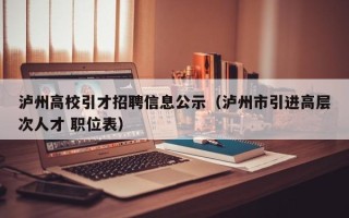 泸州高校引才招聘信息公示（泸州市引进高层次人才 职位表）