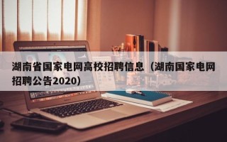 湖南省国家电网高校招聘信息（湖南国家电网招聘公告2020）