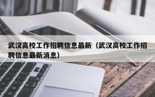 武汉高校工作招聘信息最新（武汉高校工作招聘信息最新消息）